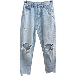 American Eagle Distressed Curvy Mom Jeans in Light Wash